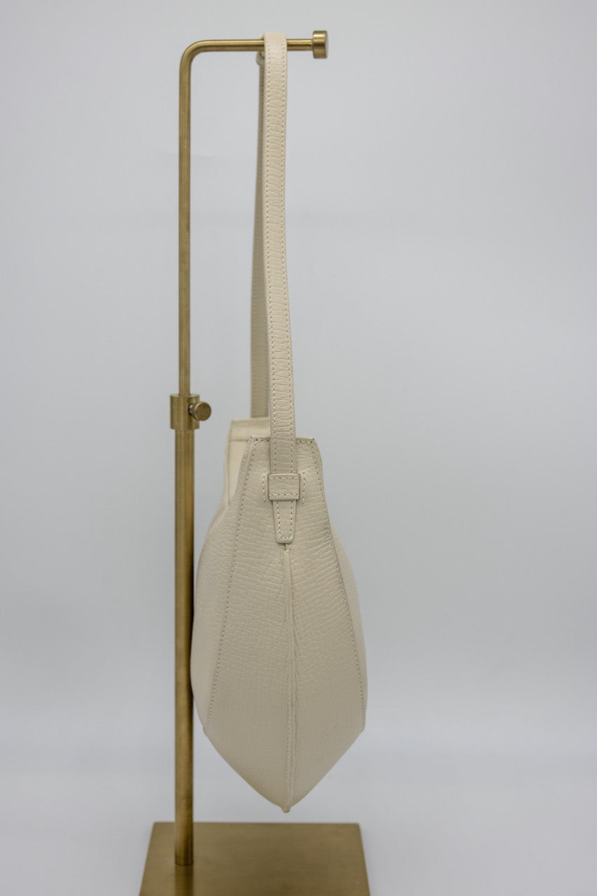 Loewe Vintage Crescent Shoulder Bag Cream Textured Leather Hobo