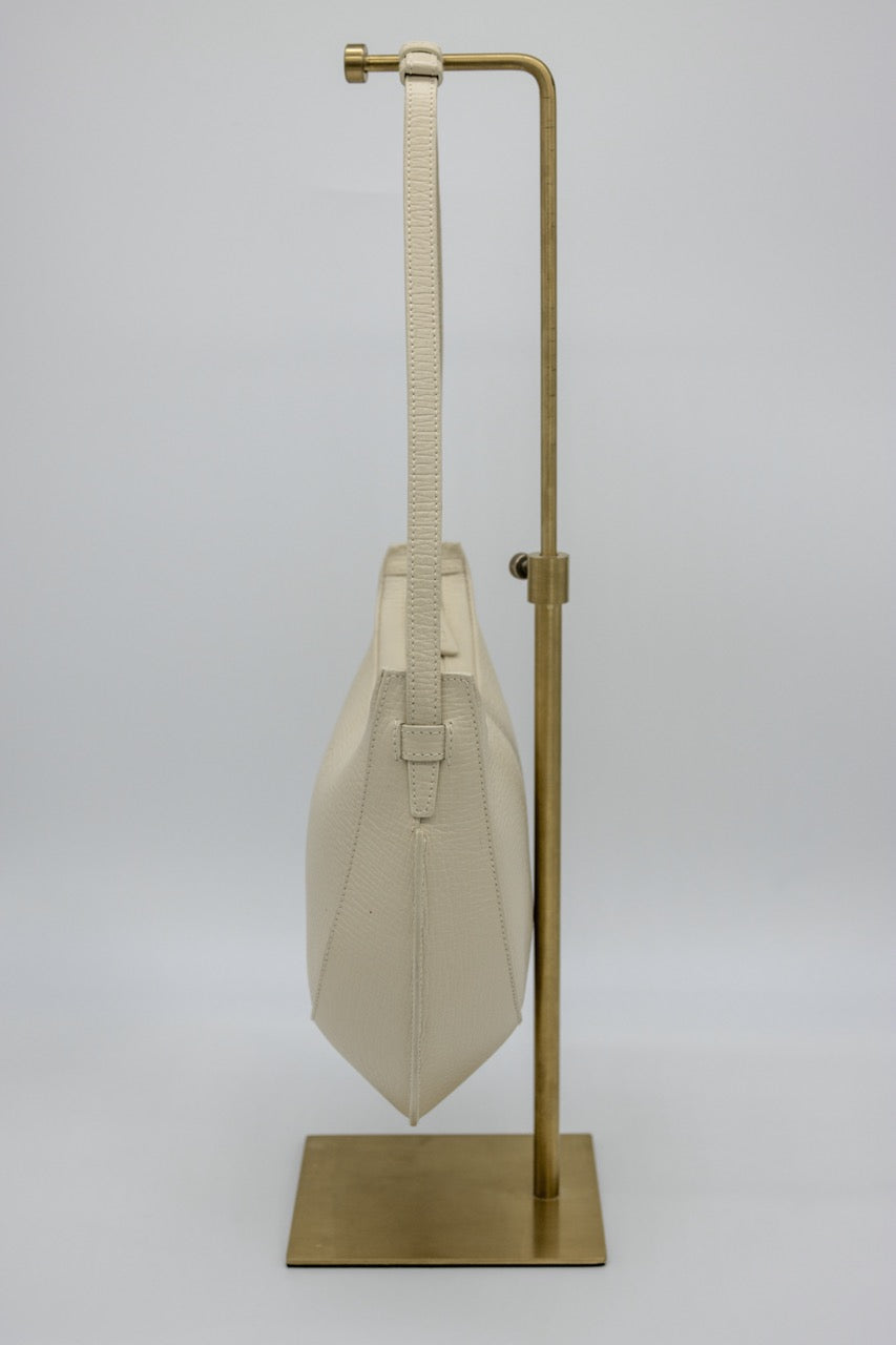 Loewe Vintage Crescent Shoulder Bag Cream Textured Leather Hobo