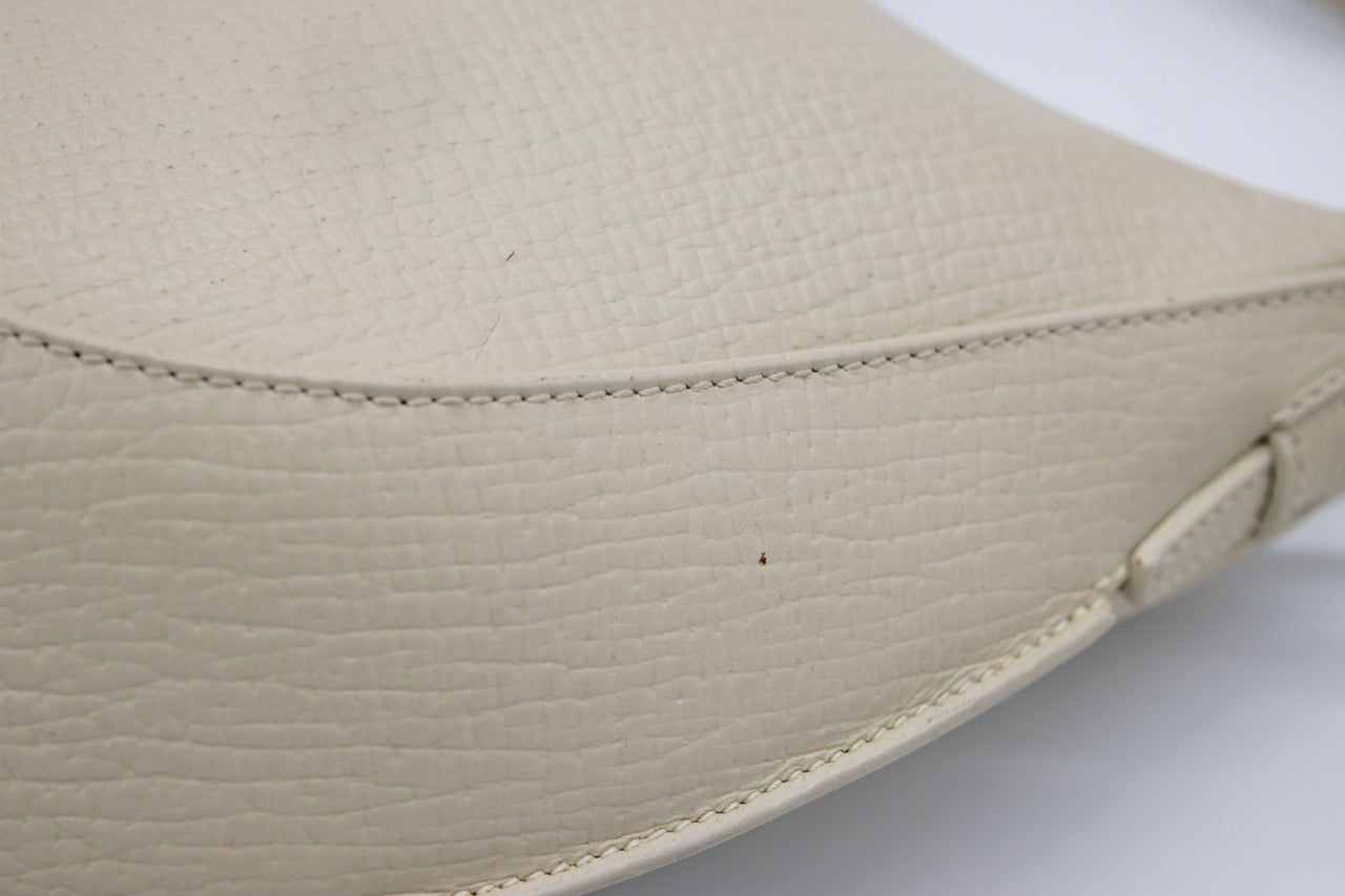 Loewe Vintage Crescent Shoulder Bag Cream Textured Leather Hobo