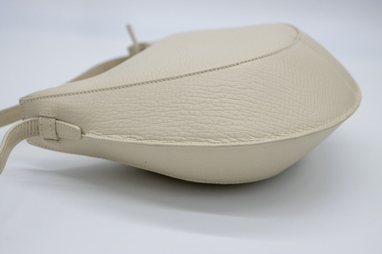 Loewe Vintage Crescent Shoulder Bag Cream Textured Leather Hobo