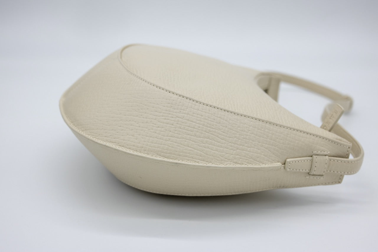 Loewe Vintage Crescent Shoulder Bag Cream Textured Leather Hobo