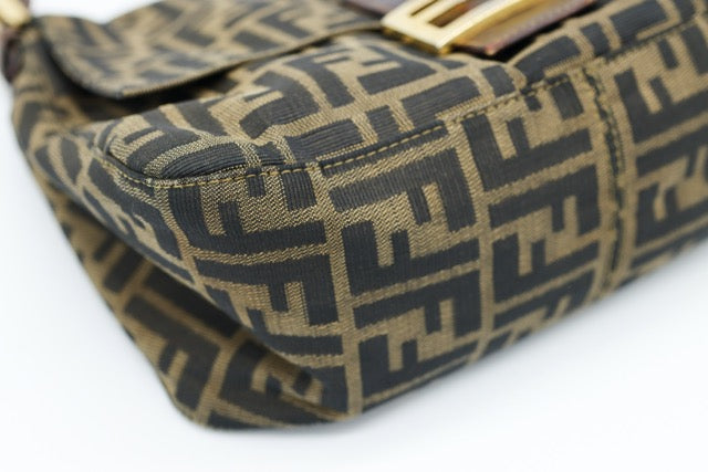 Fendi Mama Forever Zucca Baguette with Gold Hardware