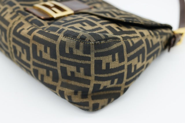 Fendi Mama Forever Zucca Baguette with Gold Hardware