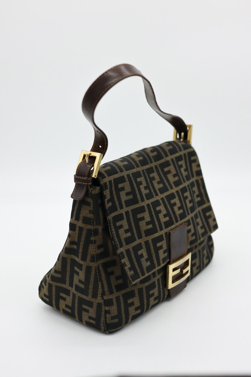 Fendi Mama Forever Zucca Baguette with Gold Hardware