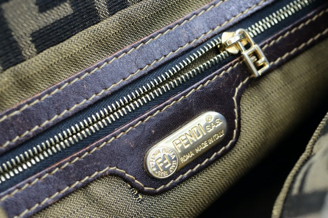 Fendi Mama Forever Zucca Baguette with Gold Hardware
