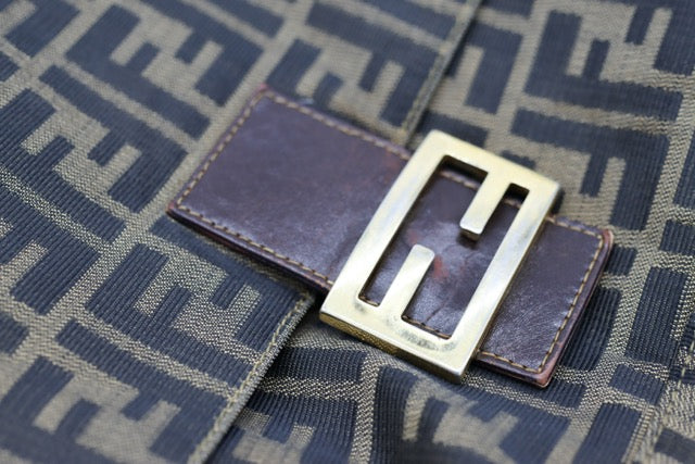 Fendi Mama Forever Zucca Baguette with Gold Hardware