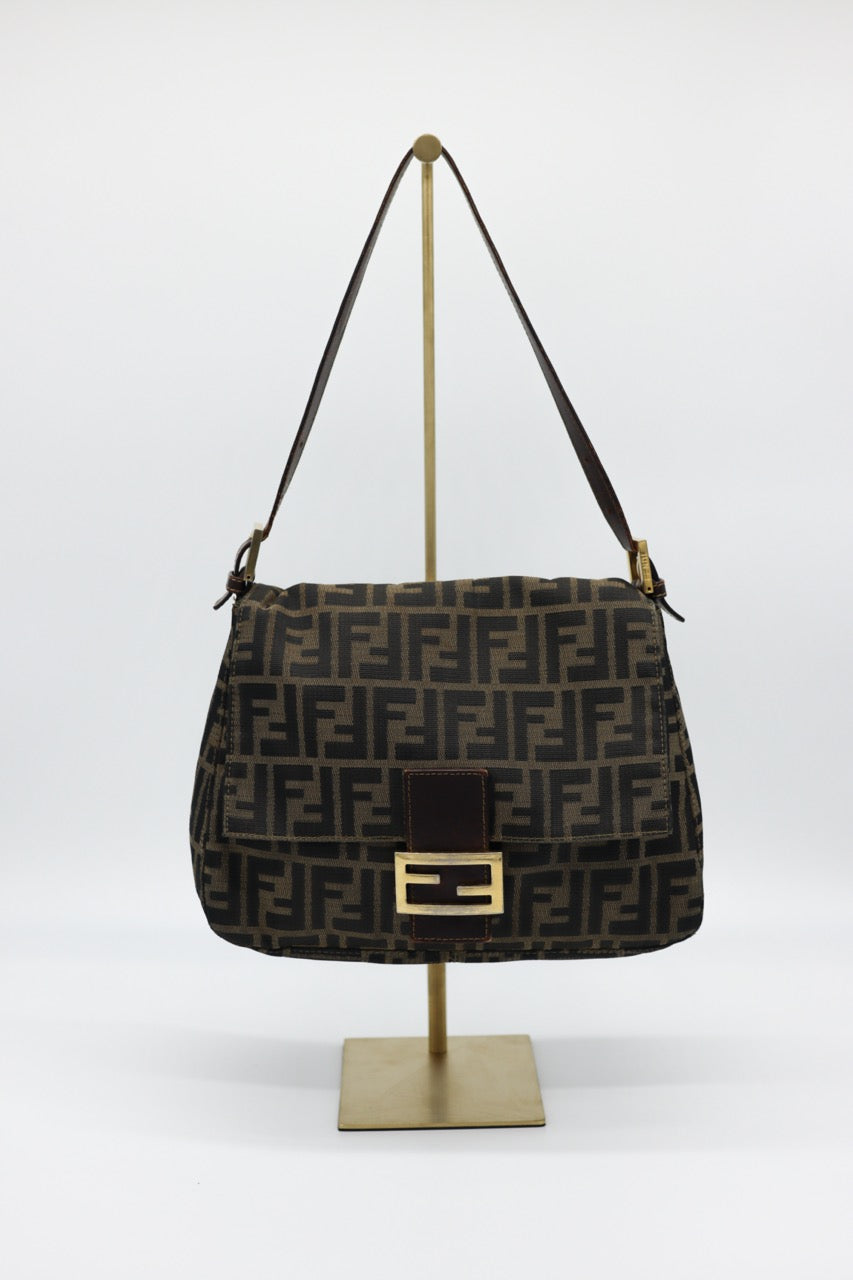 Fendi Mama Forever Zucca Baguette with Gold Hardware