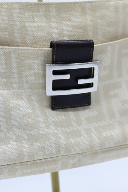 Fendi Zucca Cream Baguette Shoulder Bag