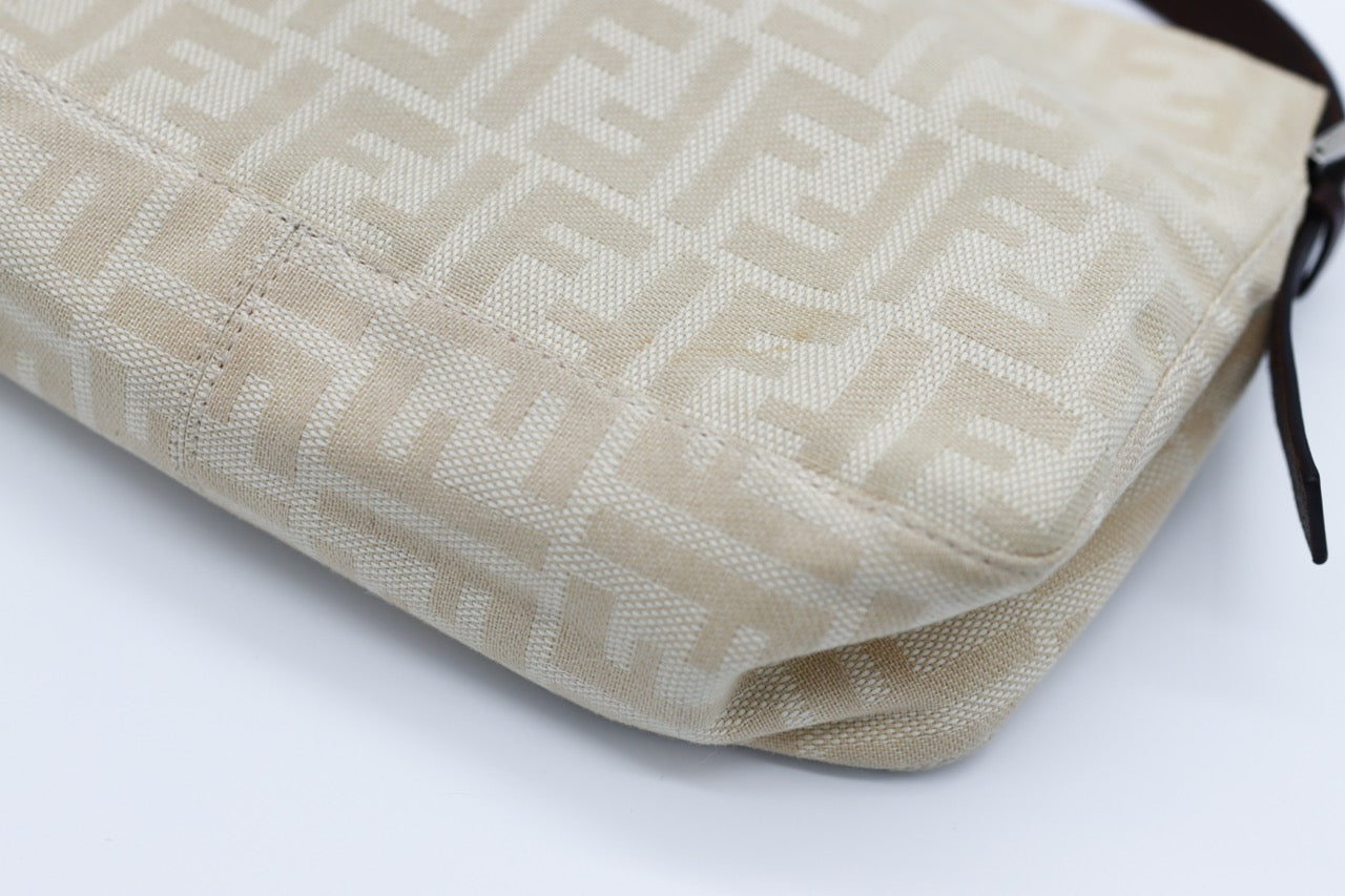 Fendi Zucca Cream Baguette Shoulder Bag