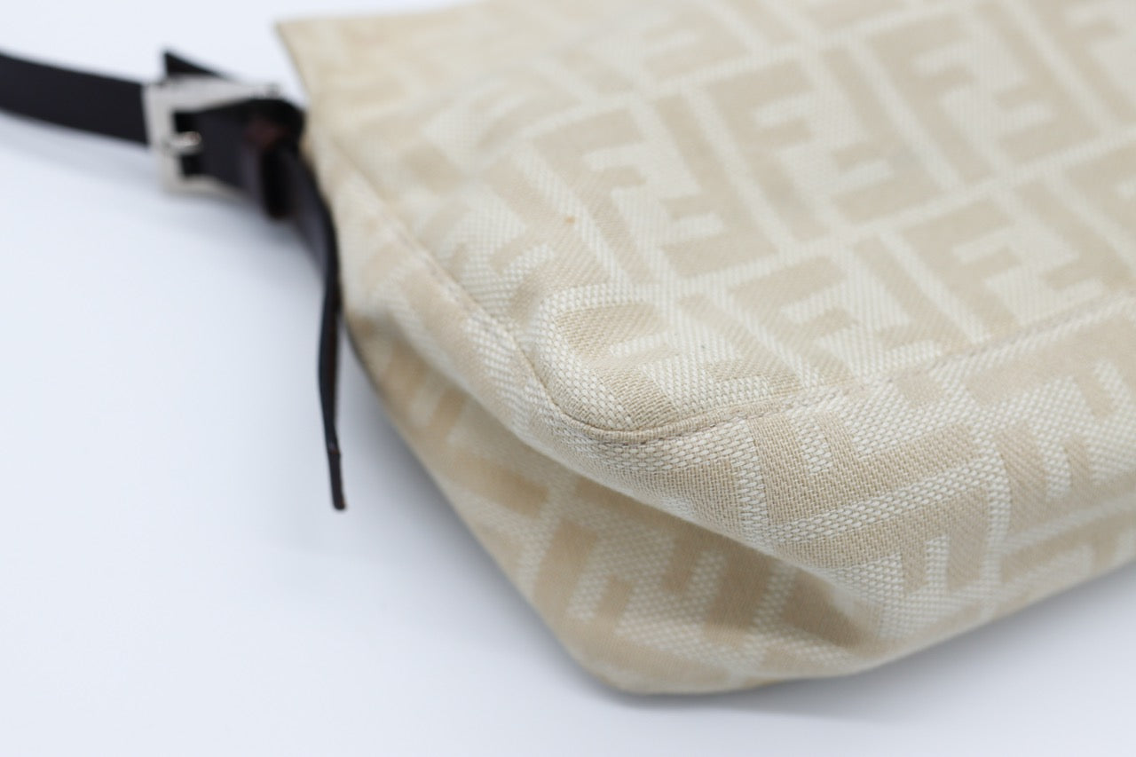 Fendi Zucca Cream Baguette Shoulder Bag