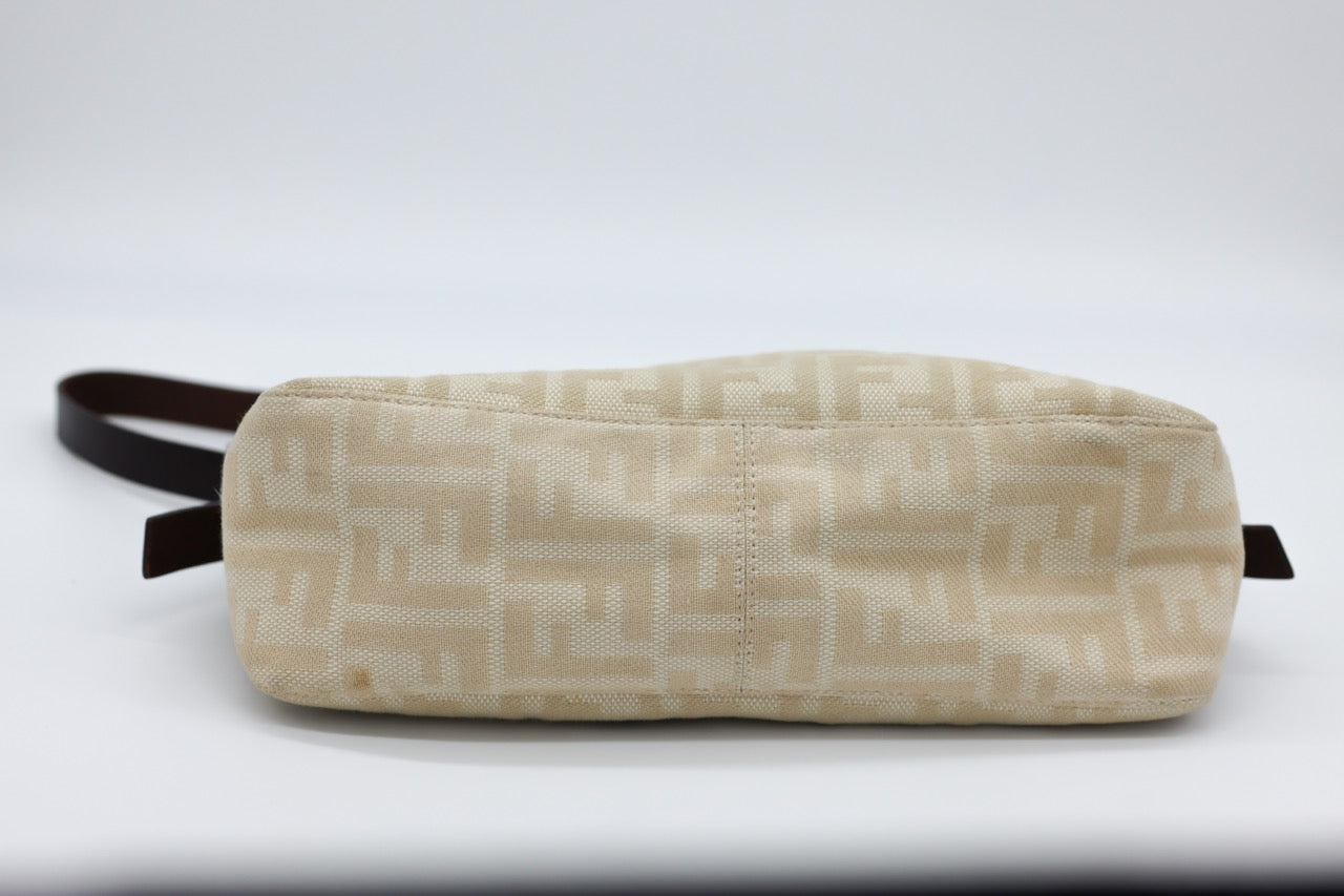 Fendi Zucca Cream Baguette Shoulder Bag