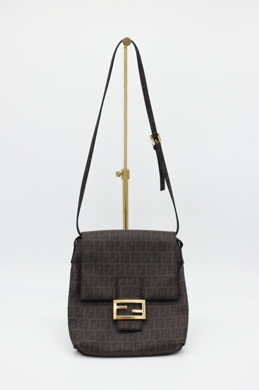 Fendi Zucchino Coated Canvas Crossbody Flap Bag