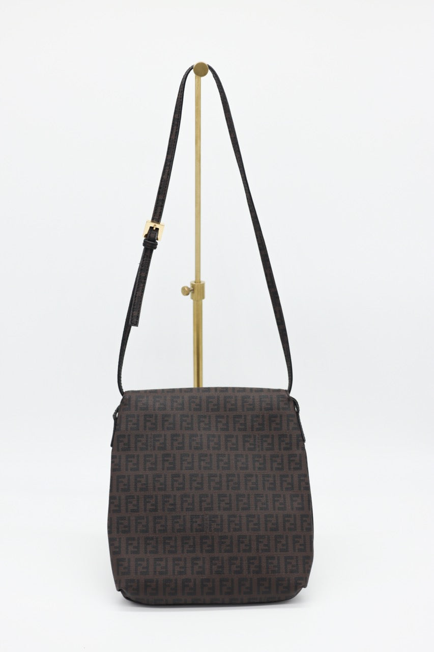 Fendi Zucchino Coated Canvas Crossbody Flap Bag