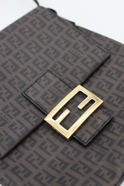 Fendi Zucchino Coated Canvas Crossbody Flap Bag
