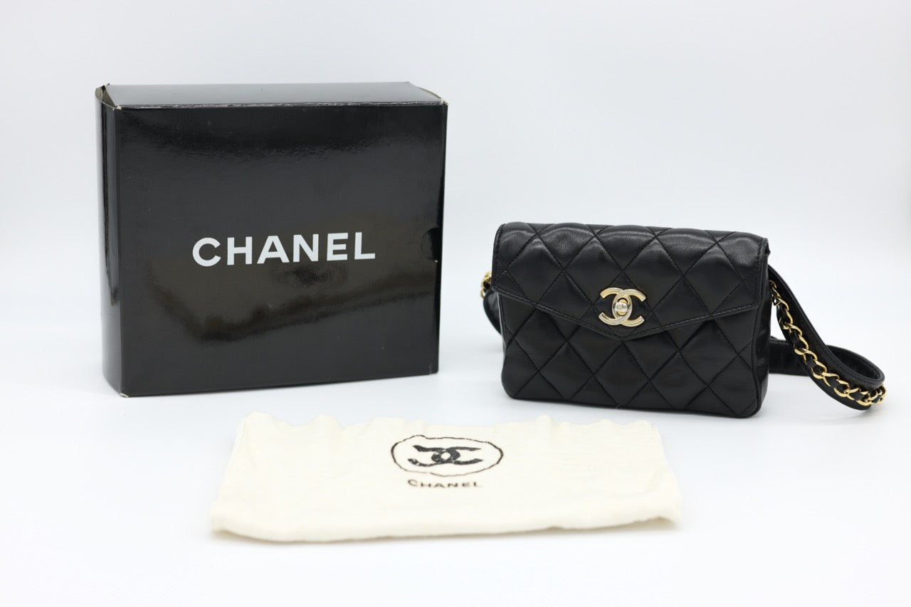 Chanel Quilted Lambskin Black Bum Bag