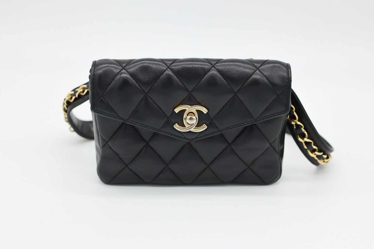 Chanel Quilted Lambskin Black Bum Bag
