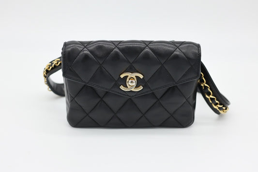Chanel Quilted Lambskin Black Bum Bag
