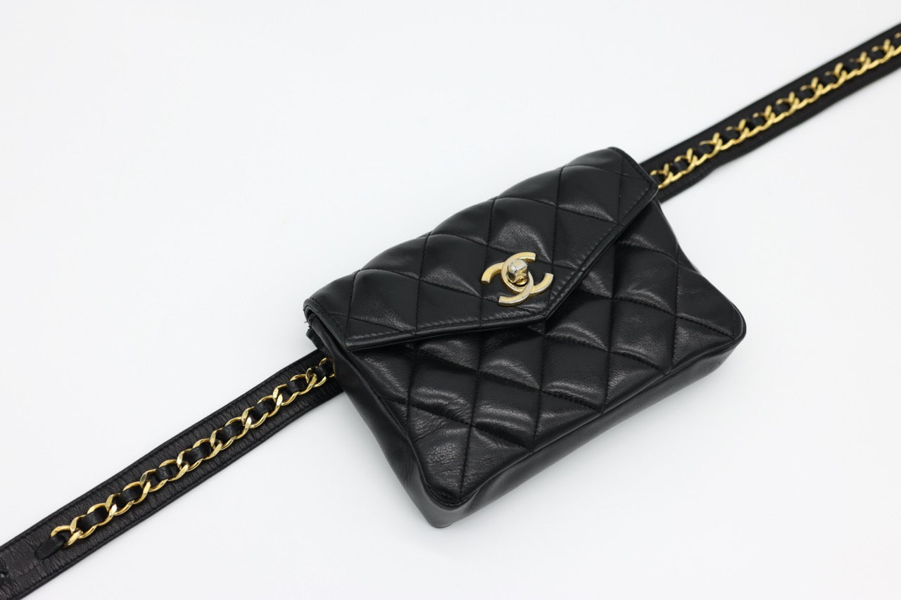 Chanel Quilted Lambskin Black Bum Bag