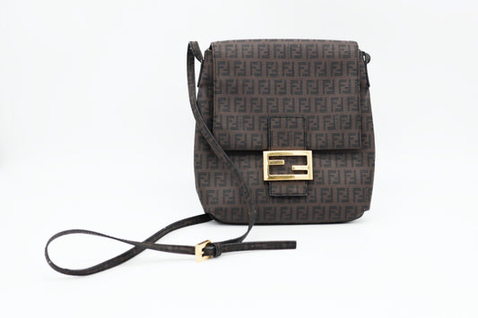 Fendi Zucchino Coated Canvas Crossbody Flap Bag