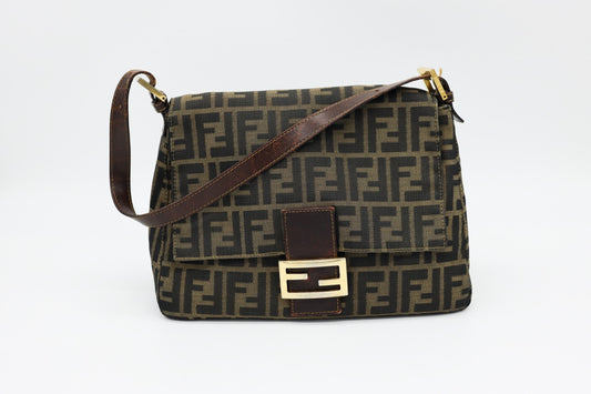 Fendi Mama Forever Zucca Baguette with Gold Hardware