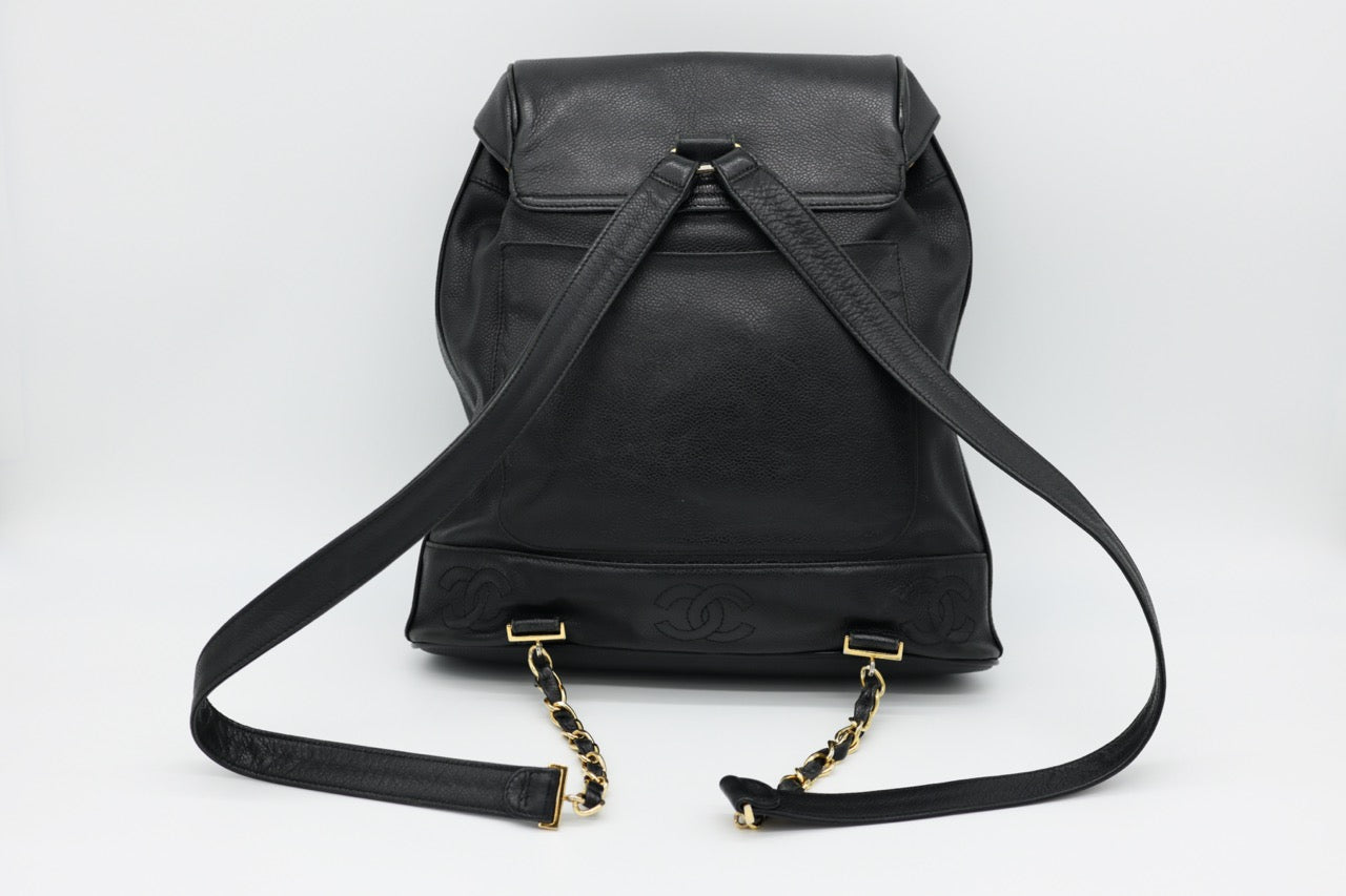 Chanel Triple Stitched CC Caviar Medium Flap Backpack