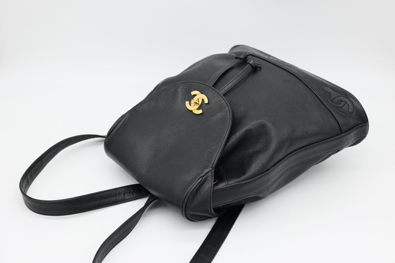 Chanel Triple Stitched CC Caviar Medium Flap Backpack