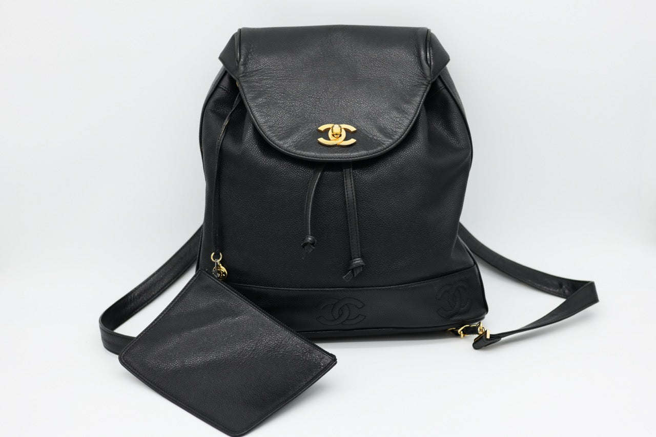 Chanel Triple Stitched CC Caviar Medium Flap Backpack