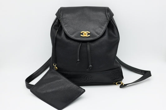 Chanel Triple Stitched CC Caviar Medium Flap Backpack