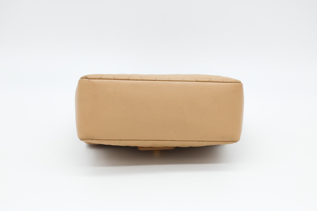 Chanel Square Beige Matalesse Top Handle Lambskin Quilted Bag