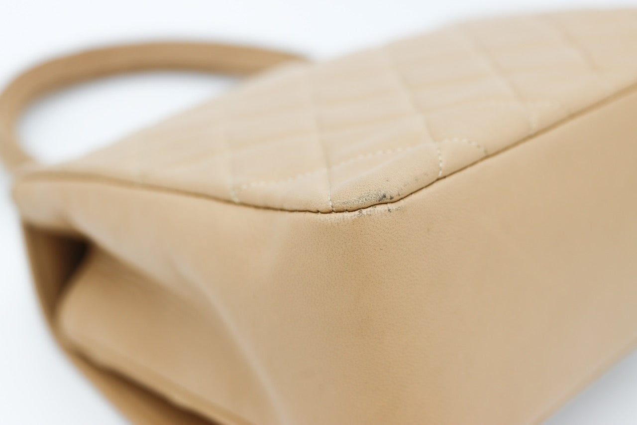 Chanel Square Beige Matalesse Top Handle Lambskin Quilted Bag