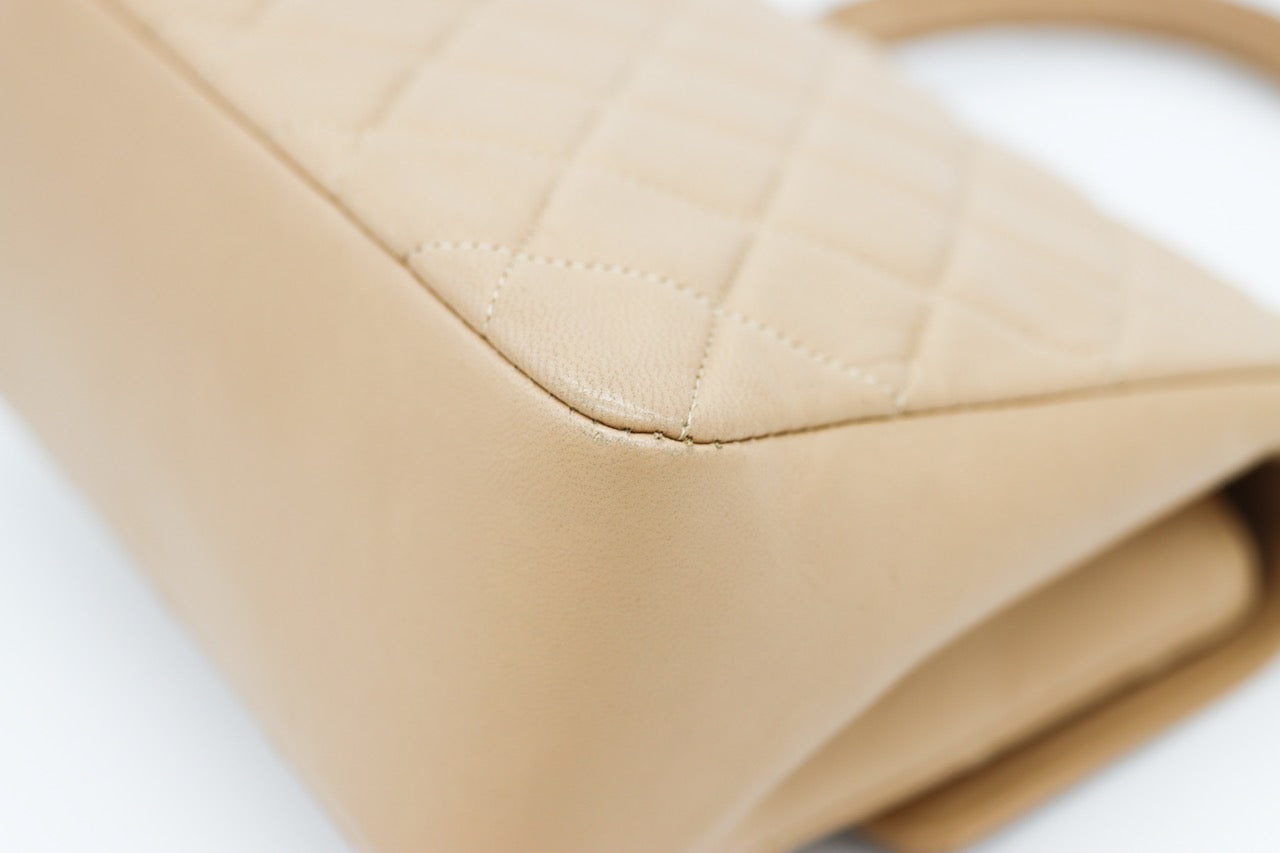 Chanel Square Beige Matalesse Top Handle Lambskin Quilted Bag