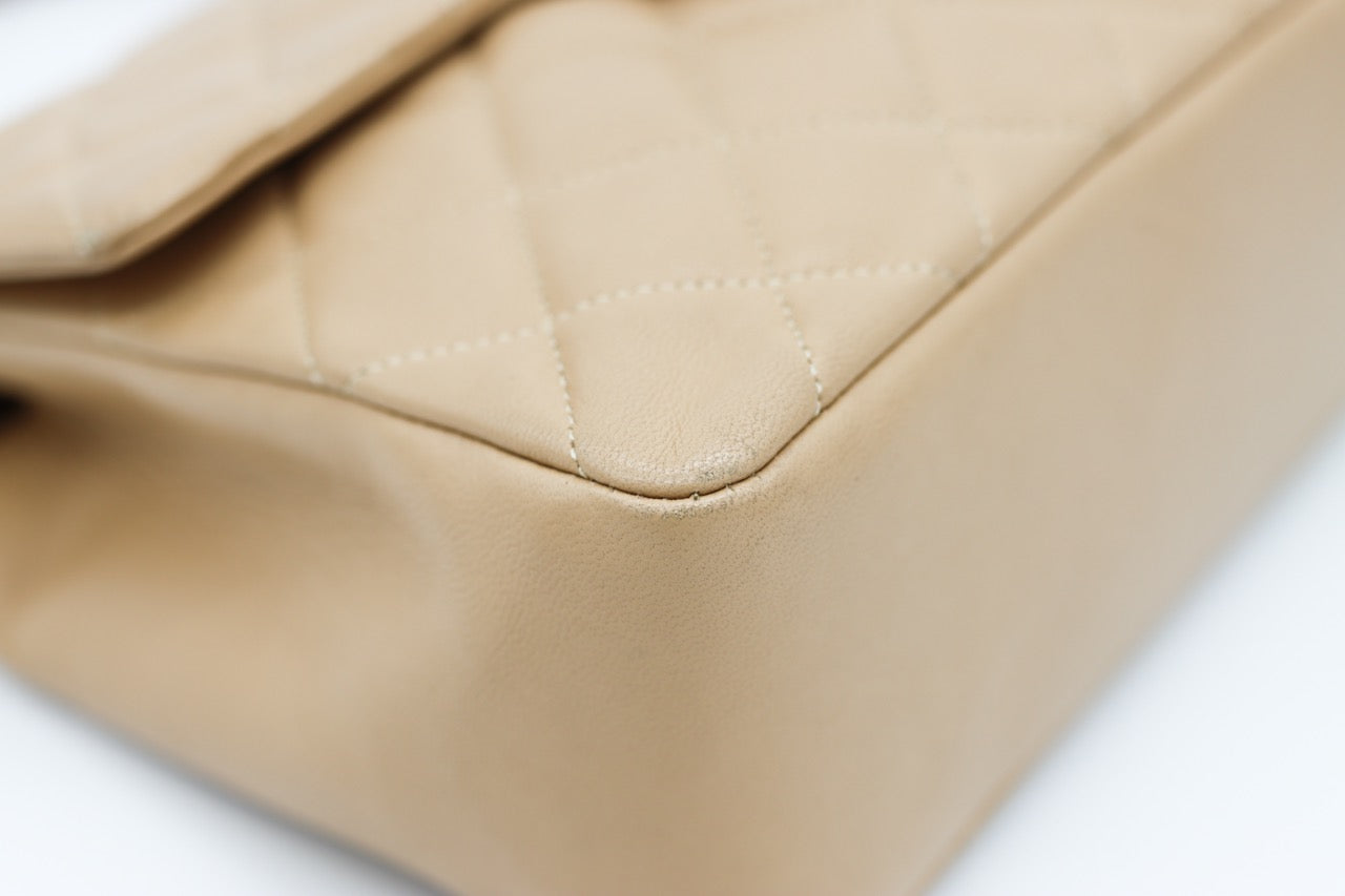 Chanel Square Beige Matalesse Top Handle Lambskin Quilted Bag