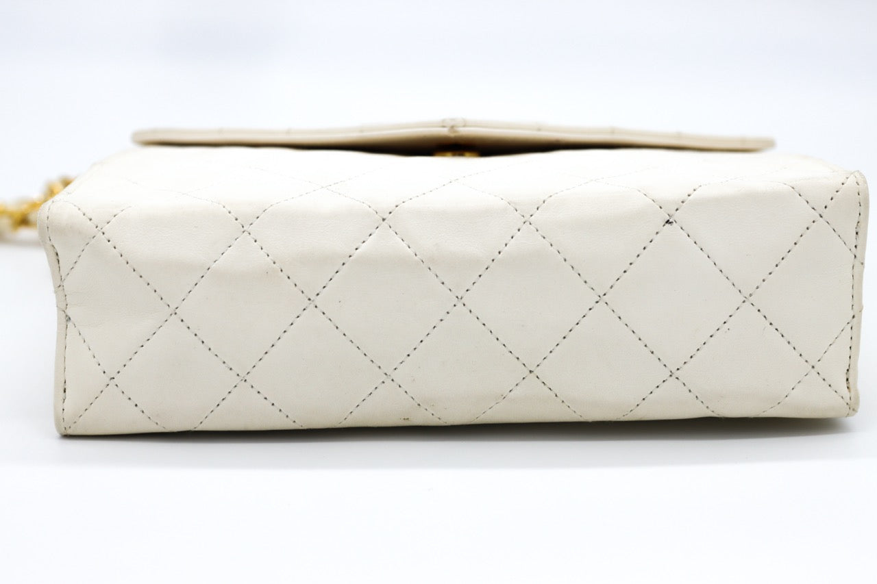 Chanel Lambskin Quilted White Envelope Bag with Large CC