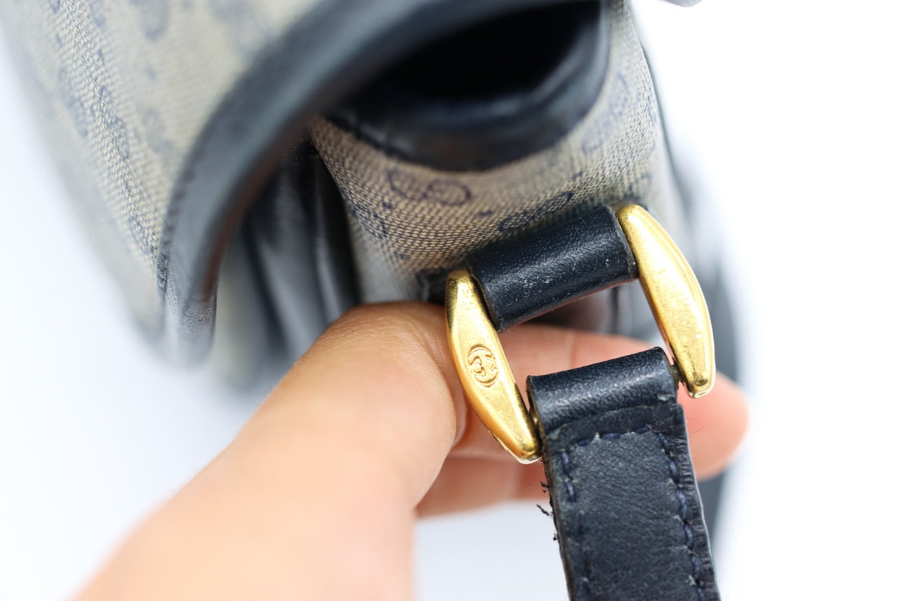 Gucci GG Sherry Navy Blue Vintage Crossbody