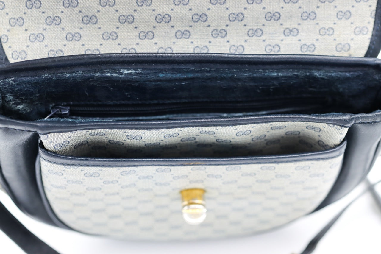 Gucci GG Sherry Navy Blue Vintage Crossbody